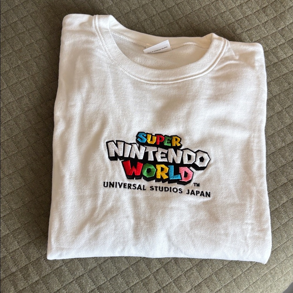 Japan Super Nintendo World Women's White Crew Neck Sweater